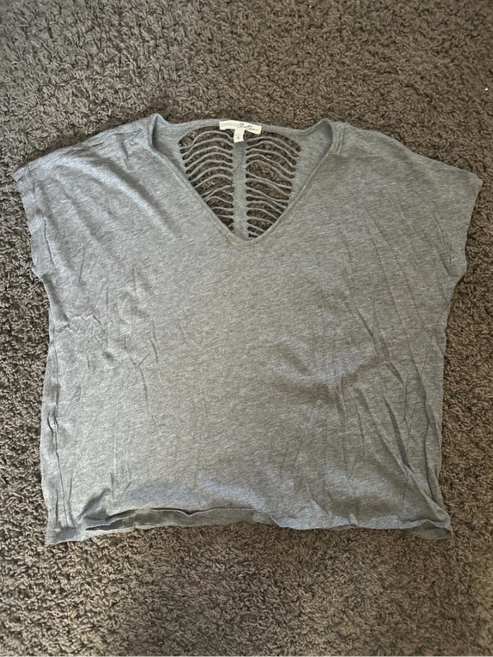 Express Gray Cutout V-Neck Crop Top